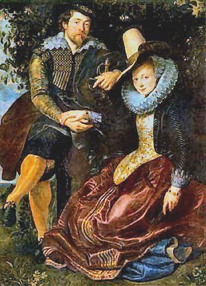 Rubens mit seiner ersten Frau, in Lebensgröße, in einem Garten